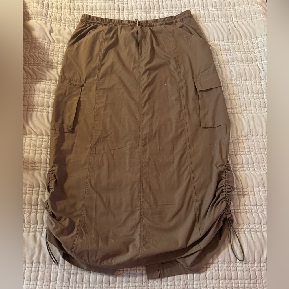 JOLIE & JOY SZ: XL Toggle Drawstring Cargo Midi Skirt ARMY GREEN